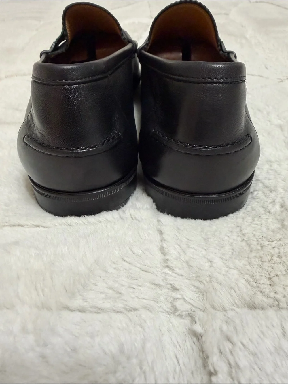LIKE NEW! $995 Gucci Black Leather Loafers Web Strap Green Red Accent 9